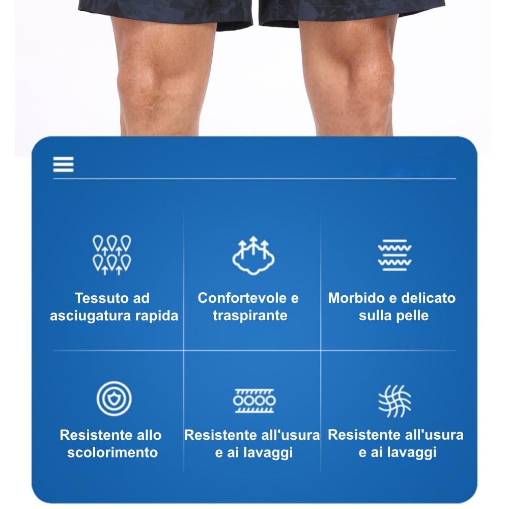MEIION Mareo Costumi da Bagno Uomo 2 in 1 Doppio Strato, Tasche, Asciugatura Rapida,Morbido, Confortevole e Traspirante,per Surf e Sport
