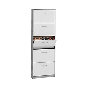 FMD Möbel Zapatero, Tabla de Madera aglomerada, Hormigón La/Blanco, ca. 58,5 x 168,3 x 17