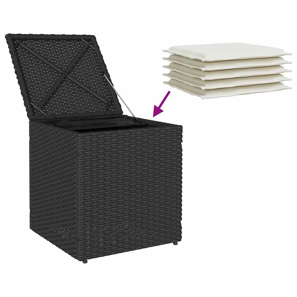 Tabourets jardin coussins 2 pcs noir 40x40x43 cm résine tressée