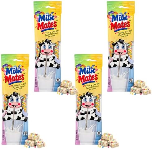 20 Fruity Cereal Flavored Straws, 4 Packs