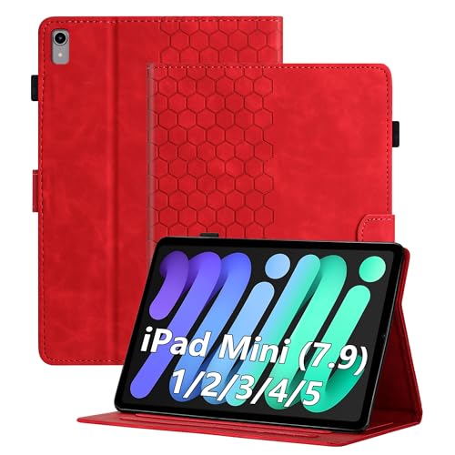 Cicili Funda con tapa para iPad mini de 7,9 pulgadas, con función atril, piel sintética, color rojo