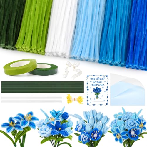 Anyeve Pipe Cleaners Flower Kit, 600 PCS Pipe Cleaners Craft for 6 Color, Easy to Bend and Fold, with a High Plush Density, Has Hot Melt Glue,Sturdy and Durable, for DIY Crafts and Bouquet Making by Anyeve - Used condition - US$17.09