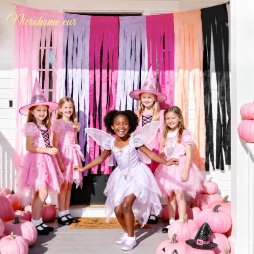 Image of NICROHOME EUR Pastel Pink Halloween Party Crepe Paper Streamers 5 Rolls