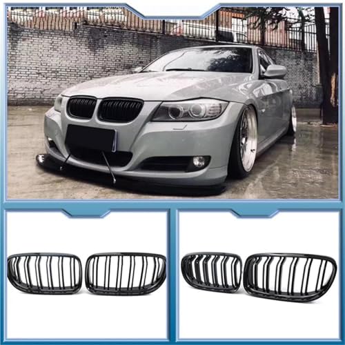 Gril avant pour BMW Série 3 E90 E91 2009-2012 look carbone double ligne