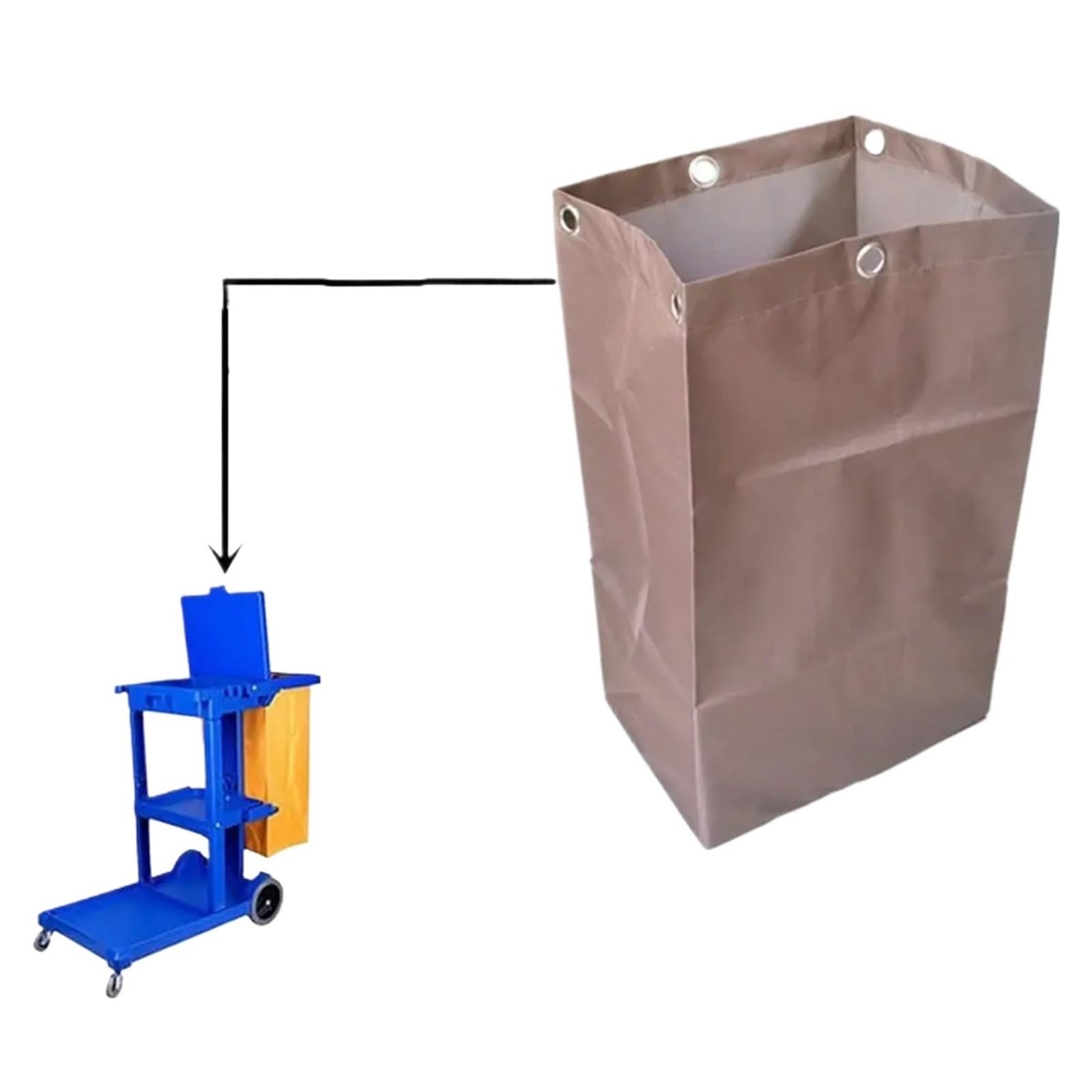 2pcs Large Capacity Waterproof Cleaning Cart Bag - Thicken Hotel Housekeeping Rubbish Holder(Khaki)