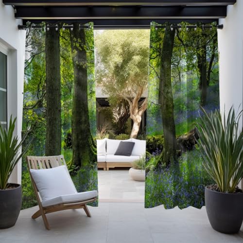 BESTORI Outdoor Curtains Waterproof Privacy Window Drapes with Tropical Beach