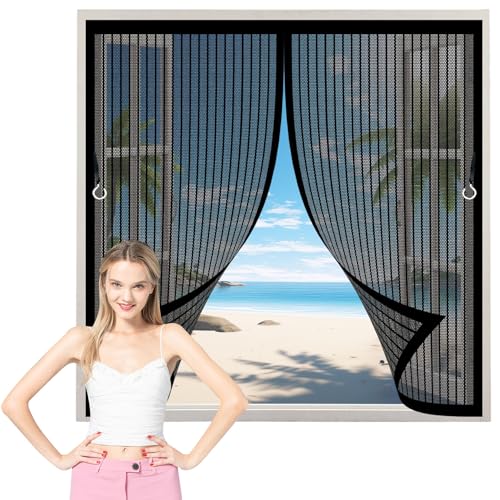 Fliegengitter Tür 30 x 40 cm Insektenschutz, Stärkere Magneten Insektenschutz Balkontür Fliegenvorhang mit Klettband, Katzenkrallen Sicher für Fenster, Kellertür, Schwarz