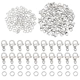 PH PandaHall 60pcs 304 Stainless Steel Lobster Clasps with 120pcs 4mm Open Jump Rings Jewelry Clasp Connector Bracelet Clips Closures for Earring Bracelet Necklace Pendants Waist Chain DIY Craft
