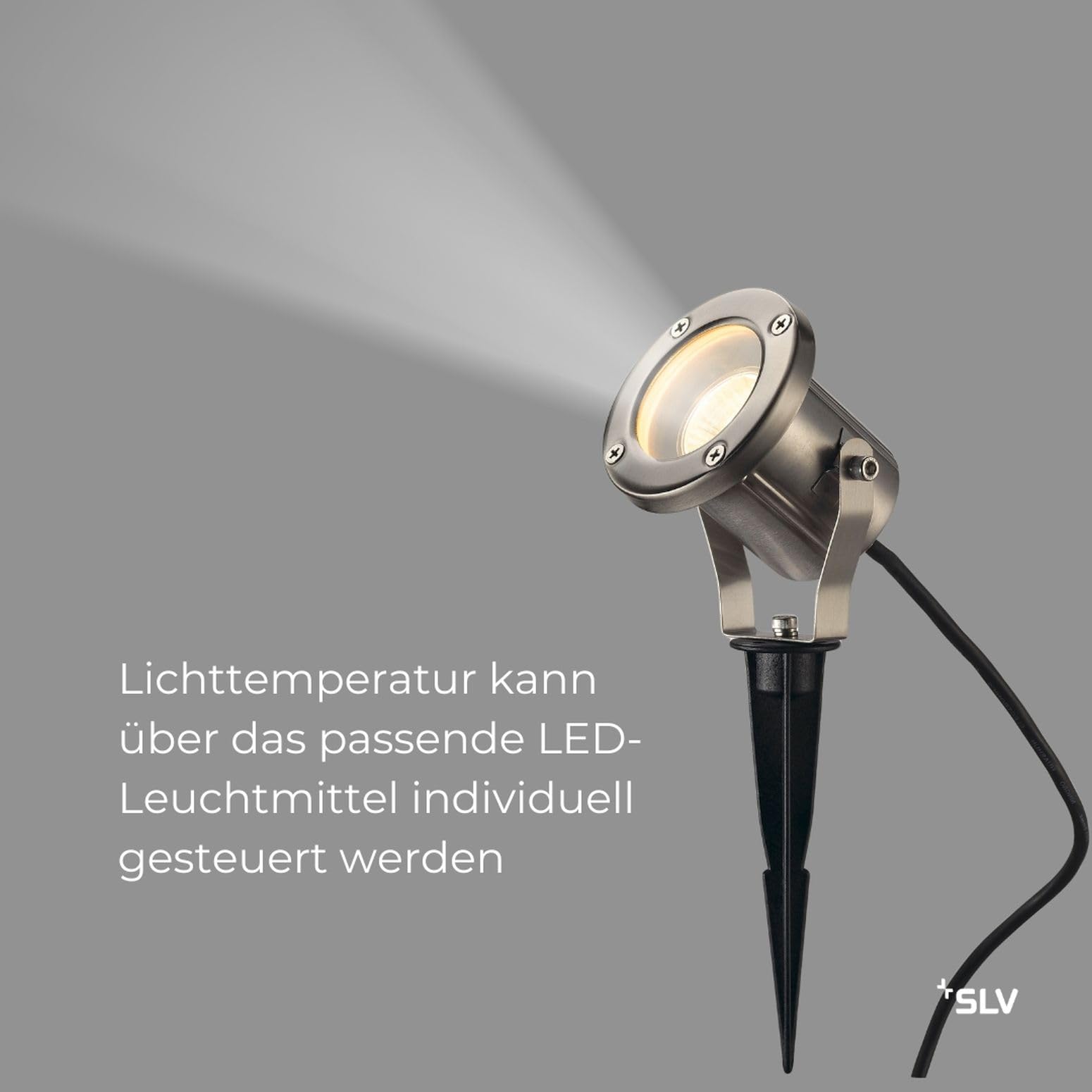 SLV NAUTILUS | Außenlampe für die Beleuchtung von Garten, Terrasse, Pflanzen, Wegen, Teich, Aussen-Leuchte, Außen-Strahler | IP55, GU10, mit Stecker, Edelstahl 316