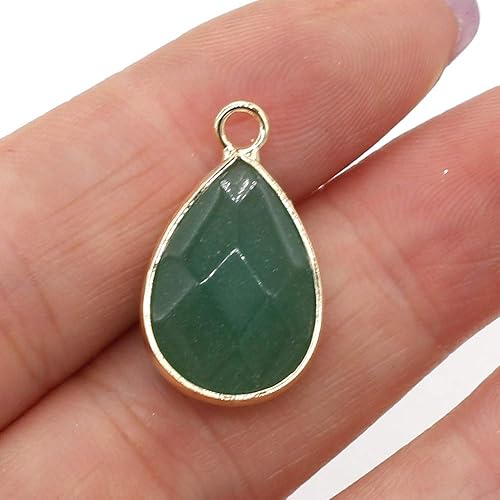 Miniatura 3 de LE SKY Colgantes de piedra natural con forma de gota de agua facetada de chakra de aventurina verde reiki curación semi piedras preciosas colgantes