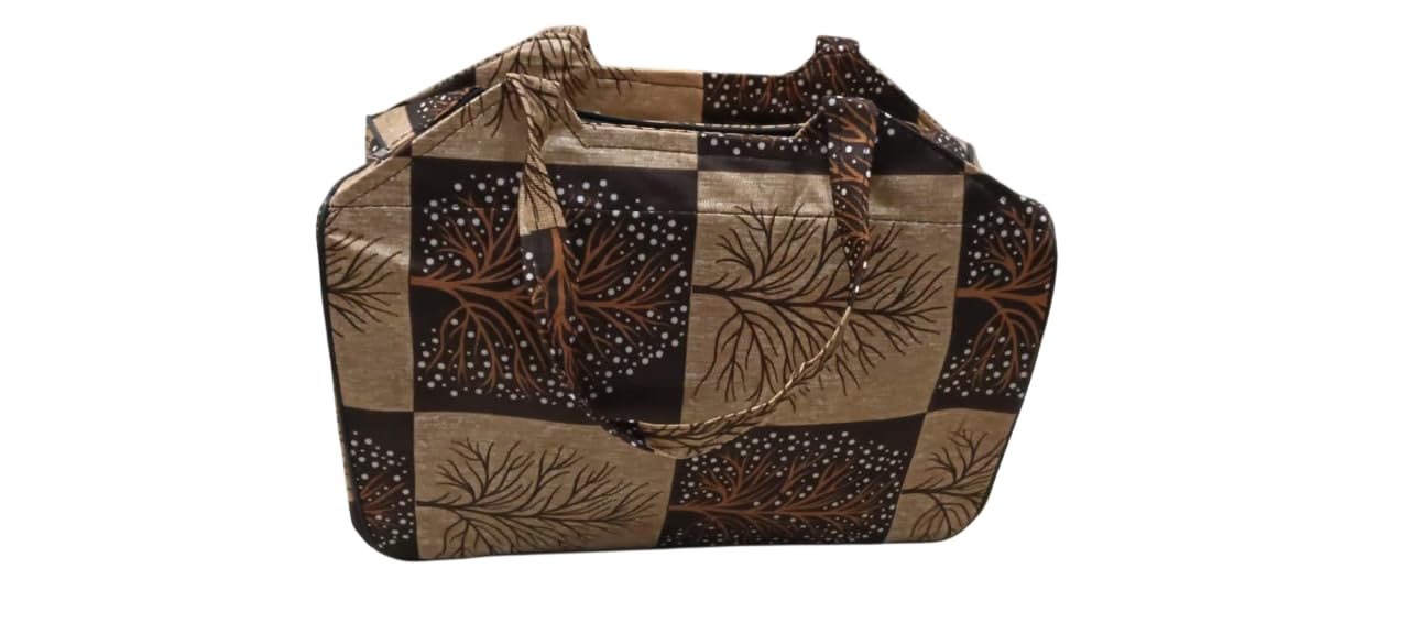 Travel Duffle Bag, Brown and Black, Printed Pattern Design, Zippered Compartment, Carry Handles (Chocolete & Grey)-image-18