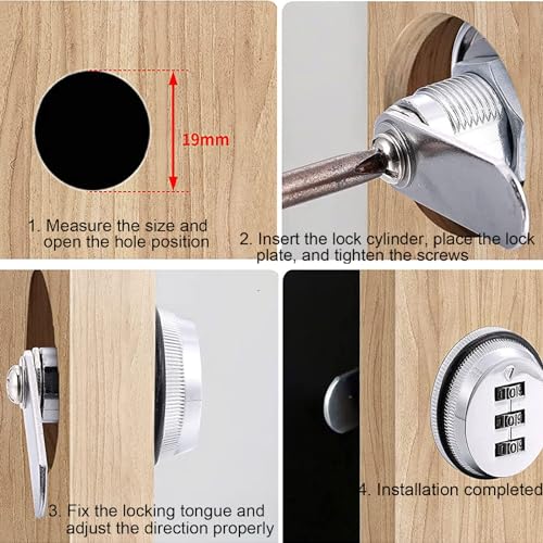 2 Stück Nockenschloss Schloss, Passwort Schubladenschloss, Stellige Code Briefkastenschloss, Zahlenschloss Ohne Schlüssel, Briefkasten Zahlenschloss, für Schrankschubladen -Mailbox