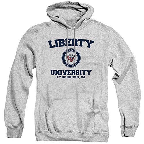 Liberty University Official Circle Logo Unisex Adult Pull-Over Hoodie,Athletic Heather, Large