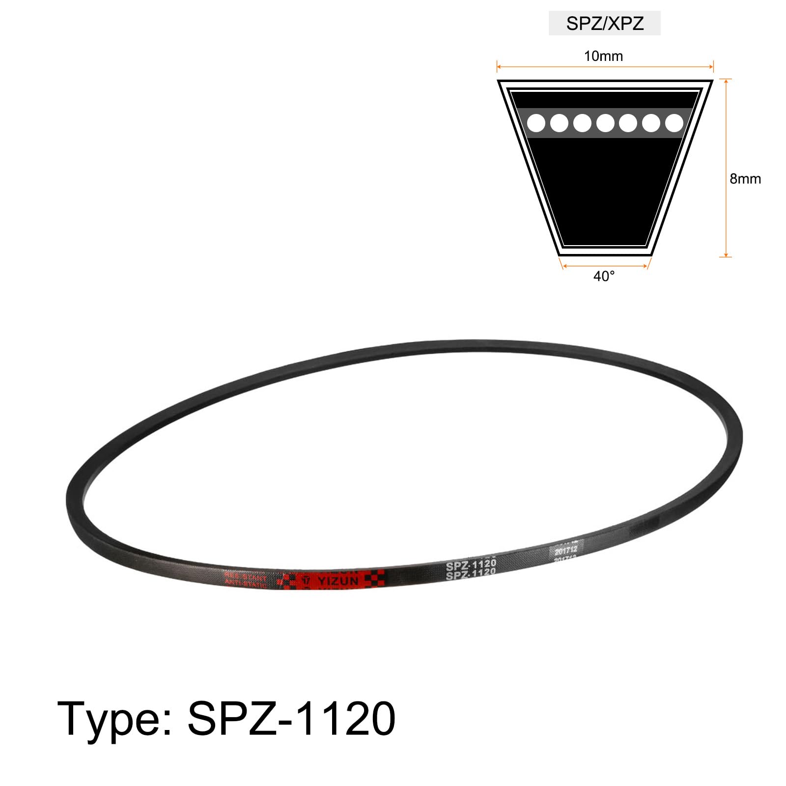 uxcell SPZ-1120 Drive V-Belt Industrial Power Rubber Transmission Belt 1120mm Pitch Girth 10mm Width 8mm Height — Amazon image 2