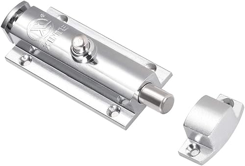 uxcell Perno de descarga de puerta, cerradura de barril deslizante de seguridad de aleación de zinc de 4 pulgadas con interruptor de resorte