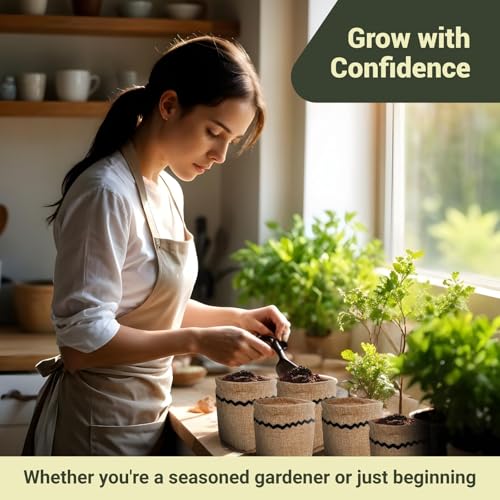 10 Herb Garden Planter Indoor Kit, 44pcs Complete Kitchen Herb Starter Set Including Burlap Pots, Markets, Soil Discs, Gardening Tools, Unique Easter/Birthday/Christmas Gift Ideas for Women, Mom - Image 7