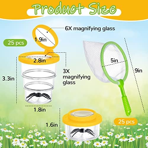 Jexine 50 Pcs Magnifying Insect Box Insert Bug Viewer Butterfly Net Bug Magnifier Container Critter Insect Cage for Kids Students Specimen Viewer Catcher Science Nature Exploration Observation Tools 2 51cfUSUHhmL. AC