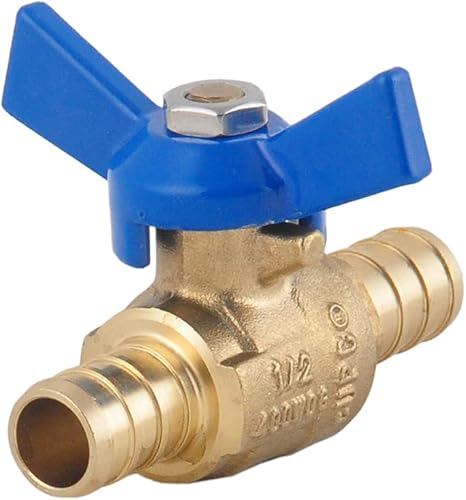 Miniatura 4 de LD- Válvula de bola de latón PEX de 12 pulgada, válvula de bola de cierre PEX de latón LF de 12 pulgada con mariposa roja y azul o mango en T,