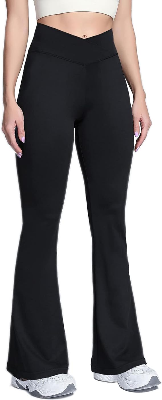 Women Crossover Flare Leggings Workout 