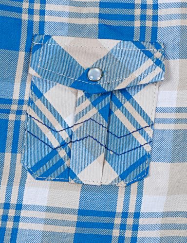Image of COSLAND Boy's Toddler Cotton Western Short Sleeve Button Down Plaid Shirt, 4-14 Years