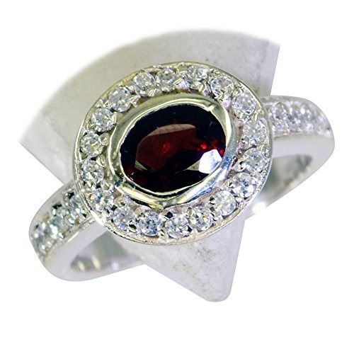 Bague grenat véritable argent ovale taille H pour remplacer les bijoux ternes - 5