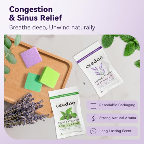 Shower Steamers Aromatherapy 6 Pack Gifts for Women Mom Men, Gifts for Her Stress Relief Home Spa, Birthday Gift Lavender Natural Essential Oil Self Care Relaxation Shower Bombs Teen