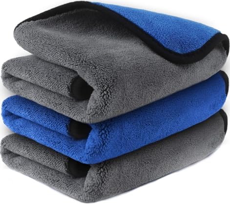 ZYTC Microfiber Cleaning Cloths 3 Pack - Ultra Thick, Lint Free, 12x16 Inch, Yellow, For Car Detailing & Home