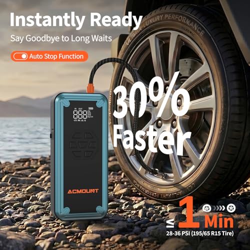 Image of W160 Jump Starter with Air Compressor, 5000A Portable Car Jump Starter 150PSI Tire Inflator /Air Pump, 12V Battery(Up to 9L Gas /8L Diesel Engine) Jump Pack Car Emergency Kit Idea Gift for Man (Blue)