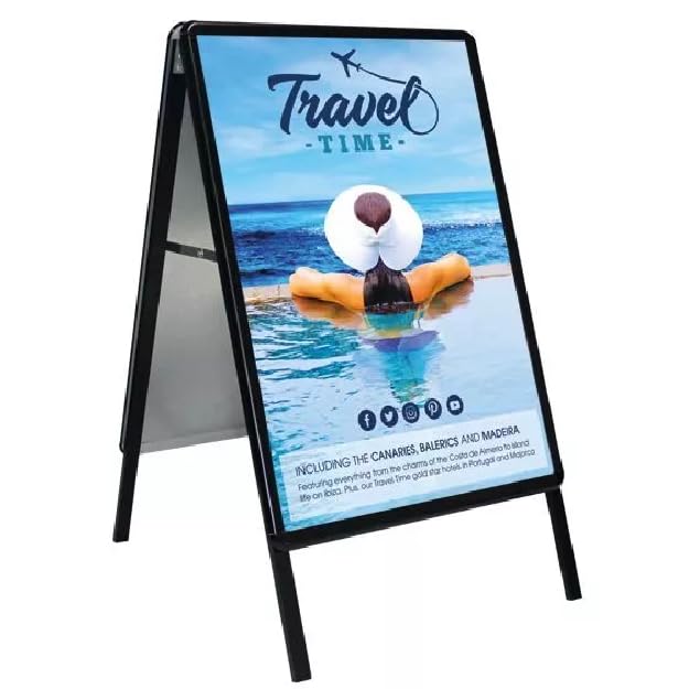 A2 Board Sign Display Pavement Board Double Aluminum with Waterproof Covering Display Stands (A2 Black)