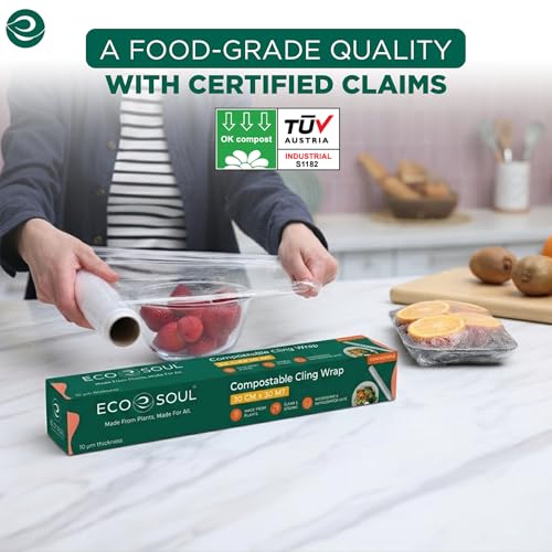 Image of ECO SOUL Cling Wrap, 30cm x 30m Biodegradable Food Wrap Roll