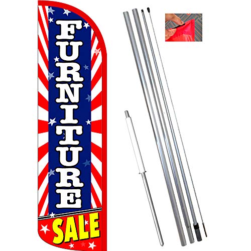 Furniture Sale (Starburst) Windless Feather Flag Bundle (11.5' Tall Flag, 15' Tall Flagpole, Ground Mount Stake) #TOP5