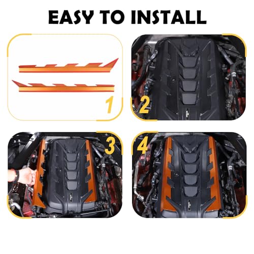 Image of CHEAYAR Engine Bay Panel Cover Compatible with Chevrolet Corvette C8 2020-2023, Engine Shroud Cover Panel Trims, C8 Accessories 2PCS (Engine Bay Trim - Orange Color)