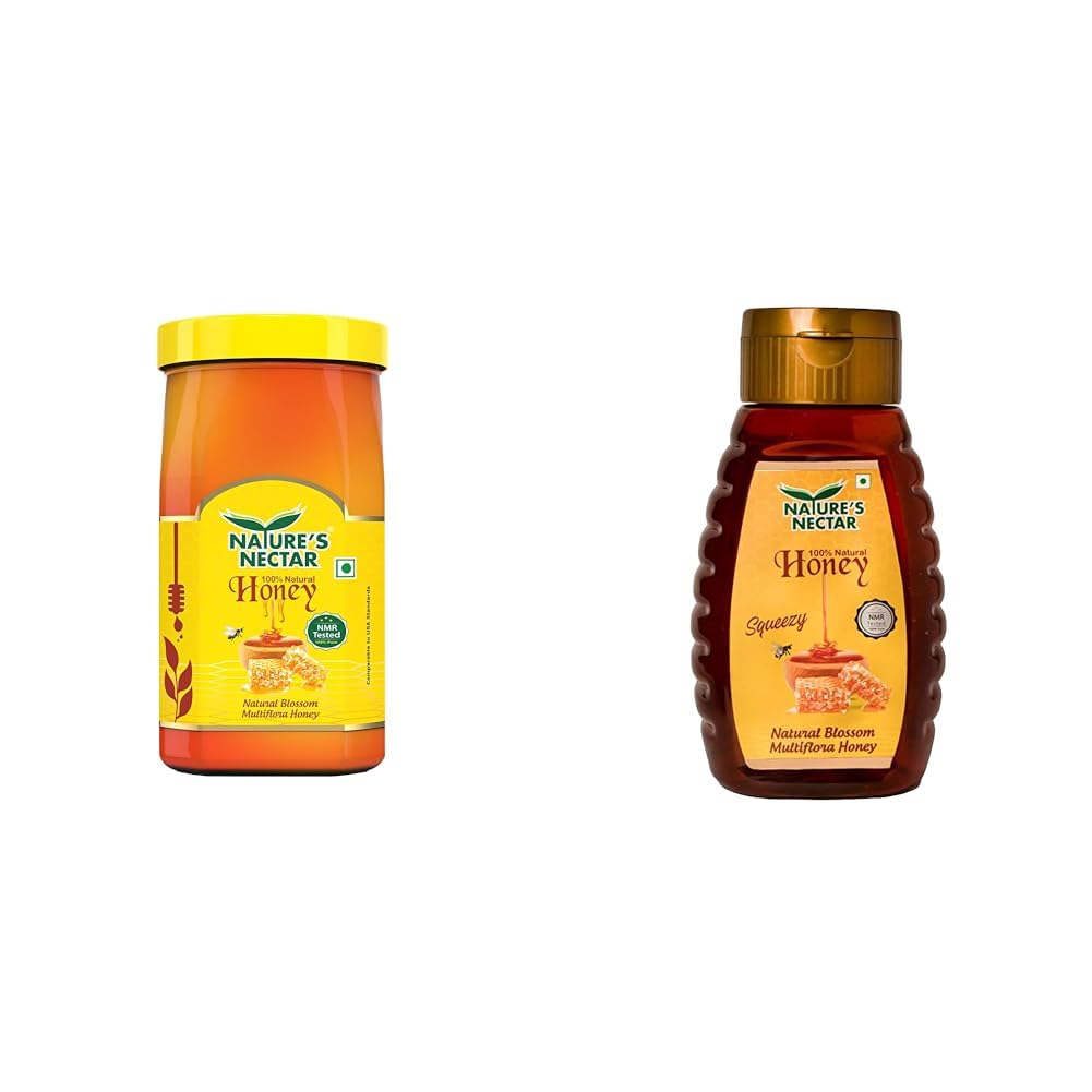 Nature's Nectar Natural Honey 1kg NMR Tested 100% Pure + Nature's Nectar Natural Honey Squeezy Pack 500g NMR Tested 100% Pure