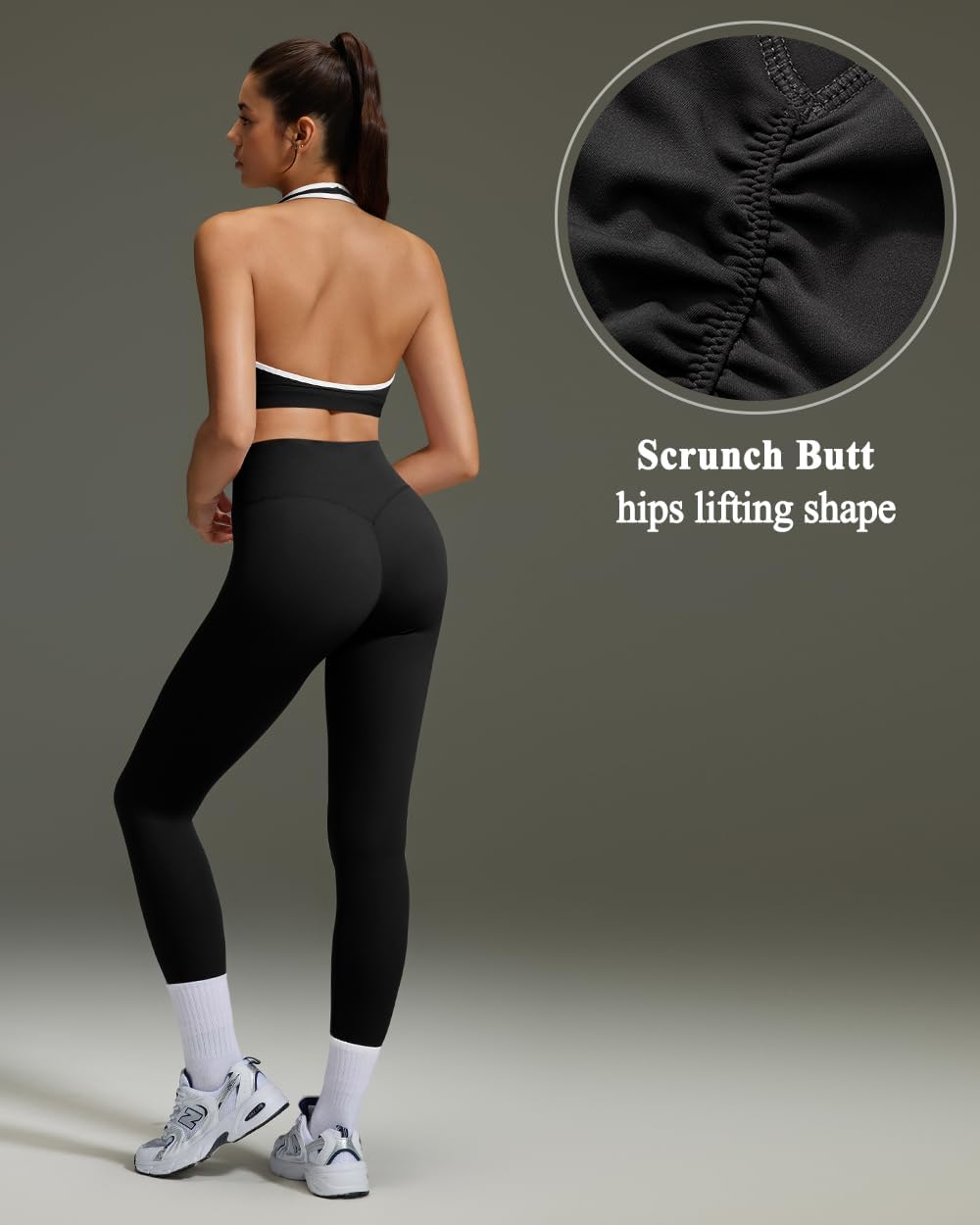 OMKAGI 2 Piece Workout Sets for Women Halter Sports Bras Gym Sets Booty Leggings Outfits - Image 5