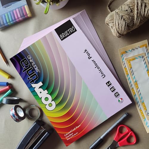 Image of BRUSTRO Copytinta Coloured Craft Paper A4 Size 80 GSM Pastel Pink Shade (Cipria), 60 Sheets Pack | Double Side Colored, Ideal for Origami, Scrapbooking, Making Card, DIY Art & Craft.