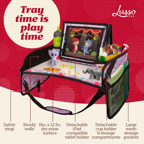image for Lusso Gear Kids Travel Tray for Car - Road Trip Essentials for Kids - 