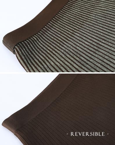 CHARTOU Women's Winter Reversible Stretchy Waist Knitted A Line Pleated Midi Skirt4