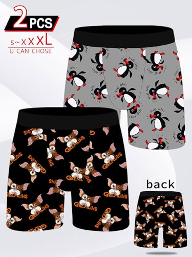 2pcs Men's Boxer Briefs Breathable Stretch Elastic Waistband Skull Print Halloween Costume Gifts For Men novelty Underwear2