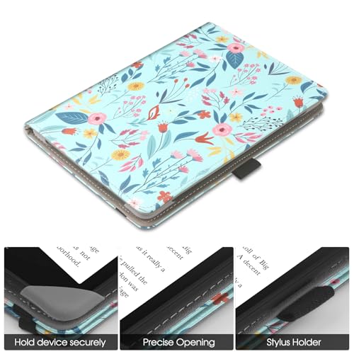 HGWALP Universal Case for 6" eReaders, Folio Leather Stand Cover with Handstrap Compatible with All 6 inch Paperwhite/Kobo/Tolino/Pocketook E-Book Reader-Spring Bloom by HGWALP - Image 3