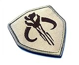 Bounty Hunter Boba Fett Mandalorian Bantha Totenkopf bestickt Airsoft Paintball Patch (braun)