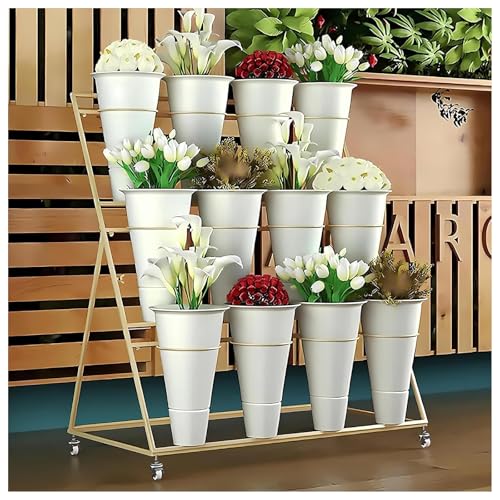 Support à fleurs extérieur haut de gamme en métal doré dore de 75 cm - 4