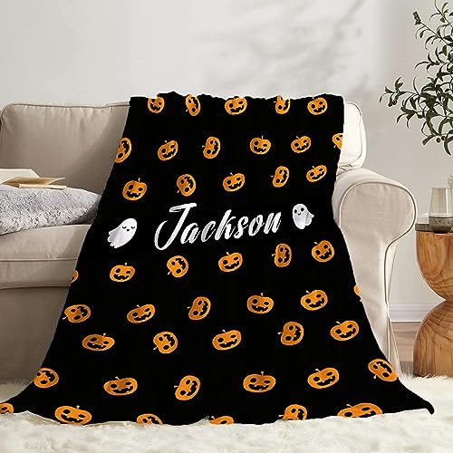 Todeyya Halloween Pumpkins Ghosts Personalized Baby Blanket Gifts, Custom Pumpkins Ghosts Blankets Customized Toddler Newborn Receiving Blankets, Gifts for Halloween Christmas 40