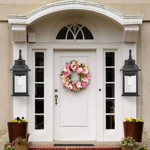 Image of Darkaway 2pcs Outdoor Lights Fixtures Wall Mount, Large 22inch Outdoor Wall Sconce Lights with Seeded Glass Waterproof Outside Exterior Lights Fixture for House Front Porch Patio