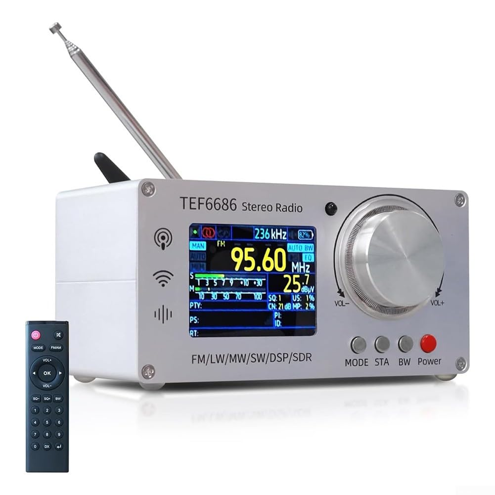 TEF6686 für dsp Kurzwellen-Funkempfänger mit TFT-Display, Vollband-AM für FM SW LW für mW, 4000 mAh für Akku, Dual-Lautsprecher, Fernbedienung für DXer und Enthusiasten