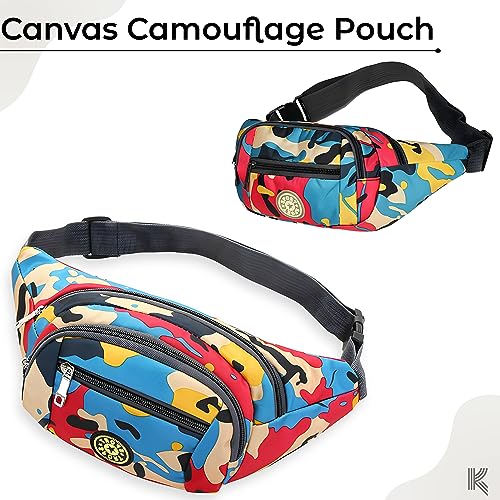 Image of Kraptick Premium Unisex Waist Bag for Men and Women - Stylish Fanny Pack, Hip Bag, Travel Money Belt (Camouflage Red)
