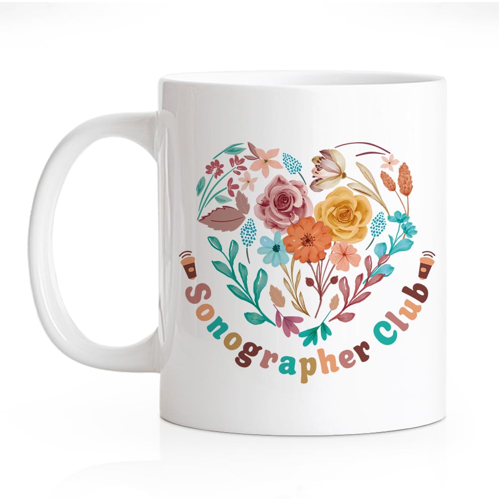RZHV Sonographer Club 11 Oz Novelty Mug, Funny Coffee Mug for Sonographer, Graduation Gifts for Sonographer Radiologist Student, Ultrasound Staff Ultrasound Tech Appreciation Gifts
