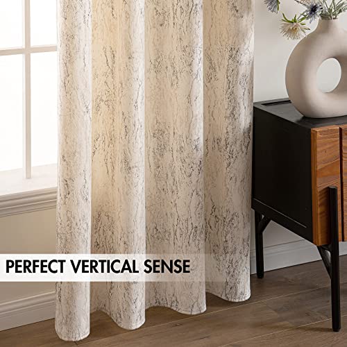 Miulee Creamy White And Gold Velvet Curtains 108 Inches Long Luxury Metallic Bedroom Living Room Curtain Elegant Glitter Gold Foil Print Room Dark Thermal Insulated Grommet Window Drapes, 2 Panels #TOP3