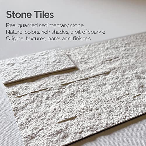Tic Tac Tiles Peel And Stick Self Adhesive Removable Stick On Kitchen Backsplash Bathroom 3D Stone Tiles (12-Sheet) (Crystal Warm White) #TOP2