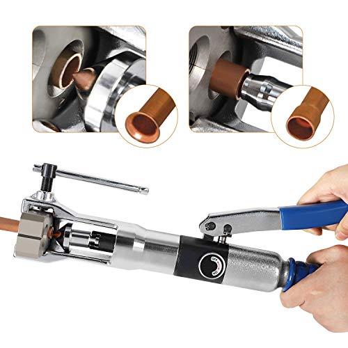 Bonvoisin Hydraulic Tube Expander Flaring Tool 2 in 1 Kit 3 16’’-7 8’’ Copper Pipe Expanding 45° Flare Tool with Tubing Cutter 6 Dies for HVAC Air Conditioner Refrigerator Repair