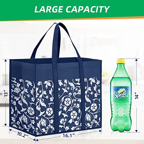 Wowbox Reusable Grocery Bags Foldable Tote Bags Bulk With Reinforced Handles Shopping Bags For Groceries Heavy Duty Large Bags Kitchen Reusable Grocery Bags With Waterproof Coating 4-Pack thumb #1